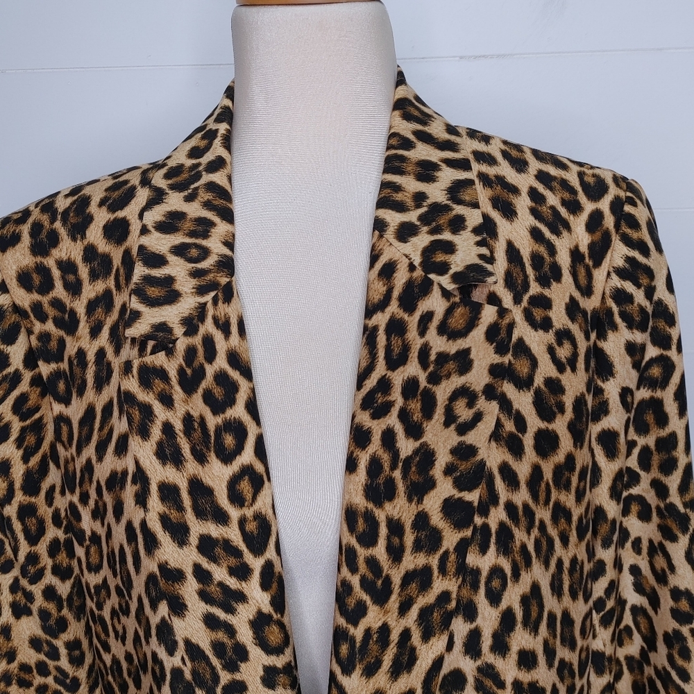 Zara Leopard Print Open Blazer Size XXL - Picture 4 of 12